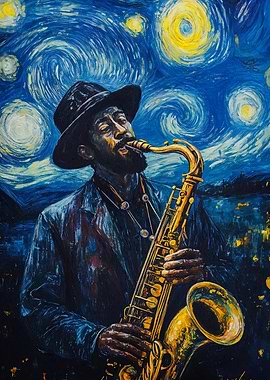 Saxophone Starry Night