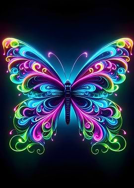 Neon Butterfly Art