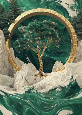 Golden Tree Abstract