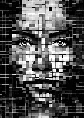 Pixelated Woman Portrait