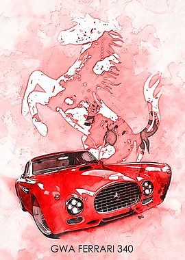 Ferrari 340 Watercolor Art