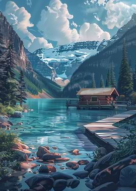 Mountain Cabin by the Lake
