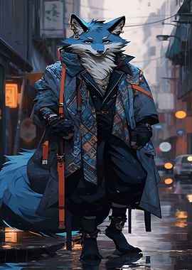 Blue Fox in Urban Setting