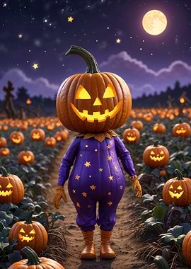 Pumpkin Man in Field