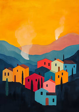 Colorful Village Sunset