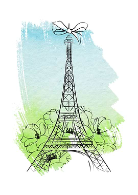 Eiffel Tower Watercolor Art