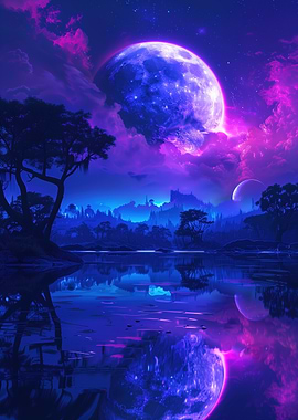 Double Moon Night Sky