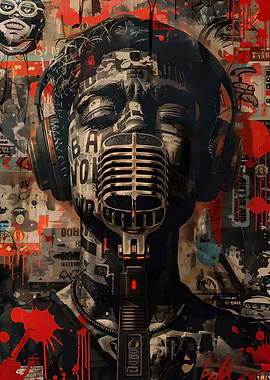 pop art Microphone Collage