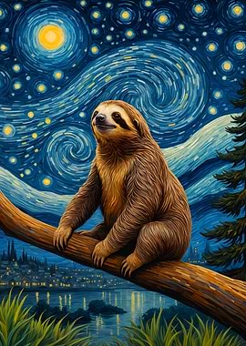 Sloth Starry Night