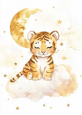 Cute Tiger on Cloud