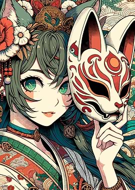 Kitsune Mask Anime Girl