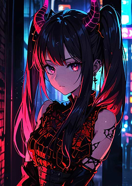Anime Girl with Horns