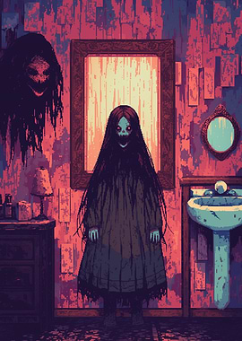 Ghostly Figure in Bathroom