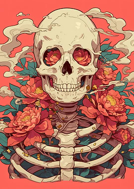 Floral Skull Illustration