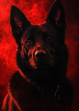 German Shepherd in Red