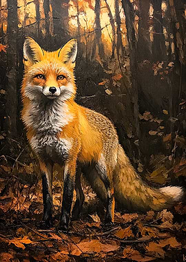 Red Fox in Autumn Woods