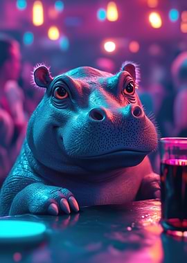 Hipster Hippo at the Bar