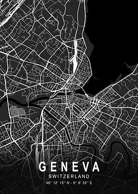 Geneva Dark City Map