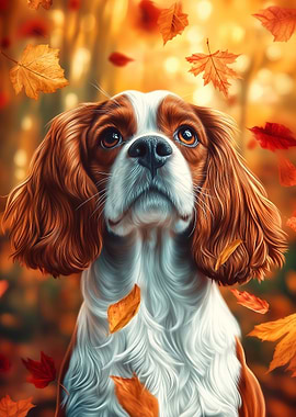Cavalier King Charles Spaniel in Autumn