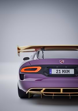Purple Dodge Viper with Gold Trim - Back View