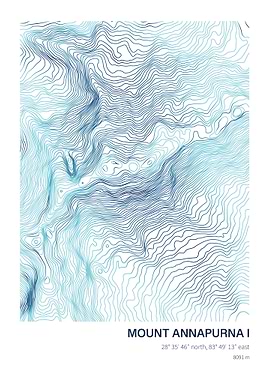 Mount Annapurna I Topographic Map