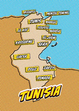 Tunisia Map Pop Art