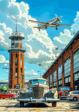 Vintage Airplane and Car