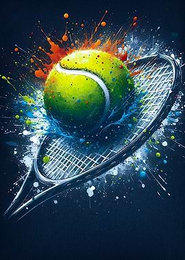 Tennis Ball and Racket Splash