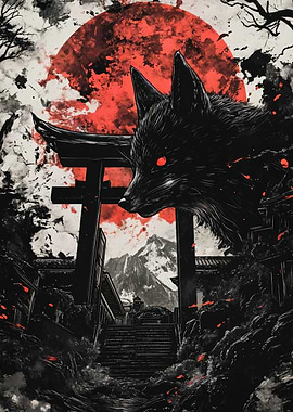 Black Fox and Red Moon