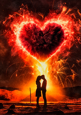 Fireworks Heart Love
