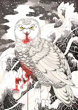 Harfang des neiges dans le sang