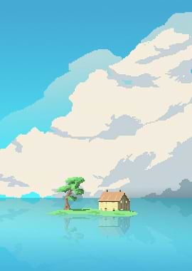 Pixel Art Island House
