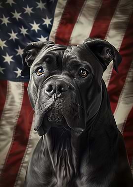 Black Dog American Flag