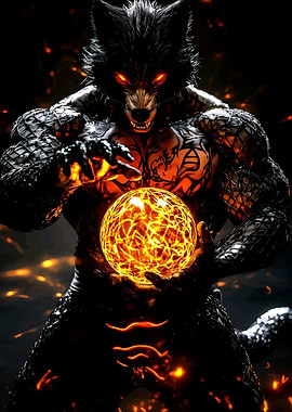 Wolf Warrior with Fire Orb