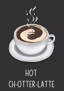 Coffee Otter Latte Art Funny Puns