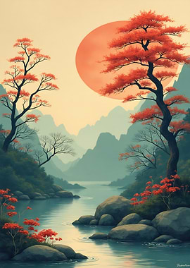 Japanese Mountain Landscape