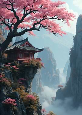 Japanese Temple Cliffside