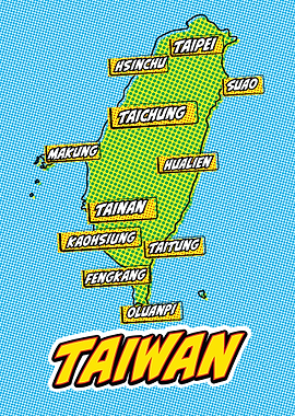 Taiwan Map Pop Art