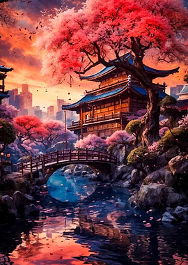 Japanese Garden Sunset
