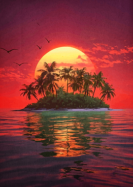 Tropical Sunset Island