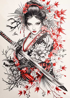 Geisha Warrior with Katana