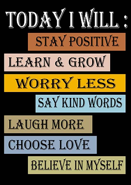 Kids Affirmation Art - 'Today I Will' Printable Positive Quote for Nursery Decor