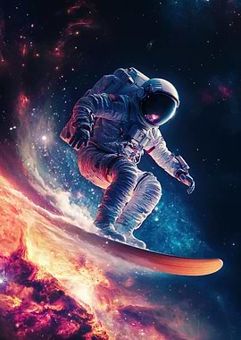 Astronaut Snowboarding in Space
