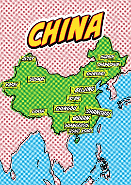 China Map Pop Art
