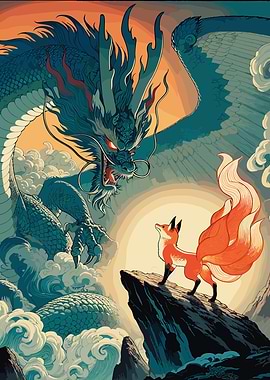 Dragon and Kitsune