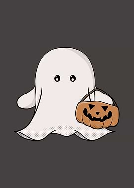 Cute Ghost with Pumpkin