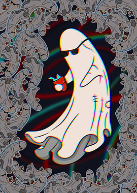 Cool ghost with drink