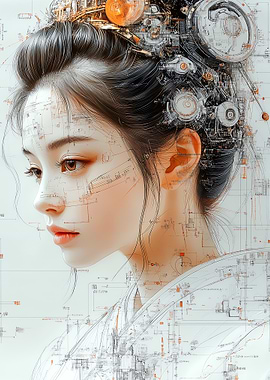 A beautiful Cyberpunk Geisha
