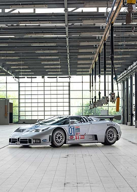 Silver Bugatti EB110 Super Sport