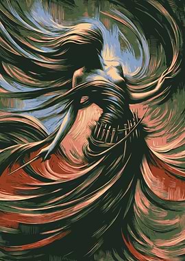 Abstract Figure in Swirling Fabric